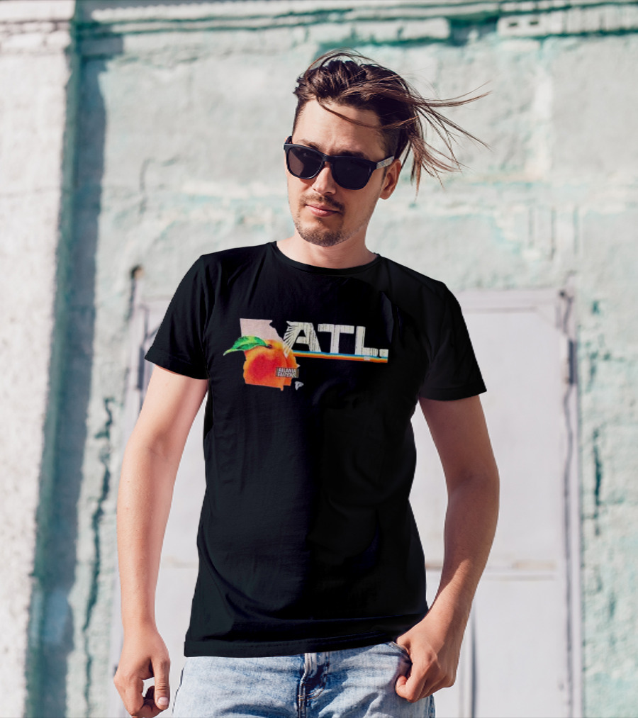 ATL Atlanta Falcons 2025 NFL Draft Peach Georgia Map Icon T-Shirt