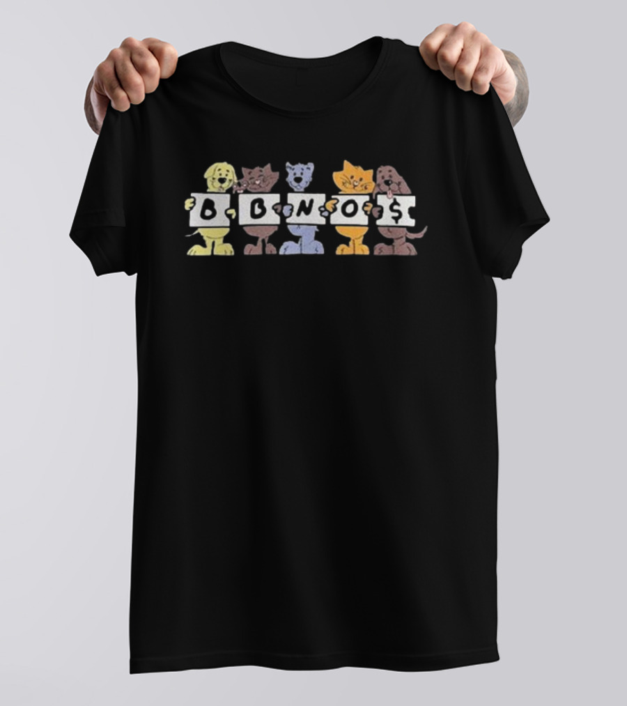 Bbnos Embroidered Pet Animals Holding Letters T-Shirt