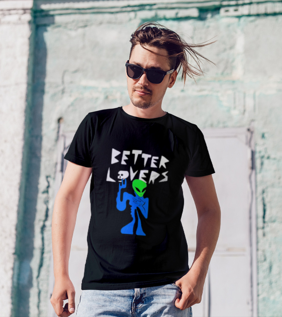 BETTER LOVERS ALIEN CHARACTER BLUE AND GREEN T-Shirt