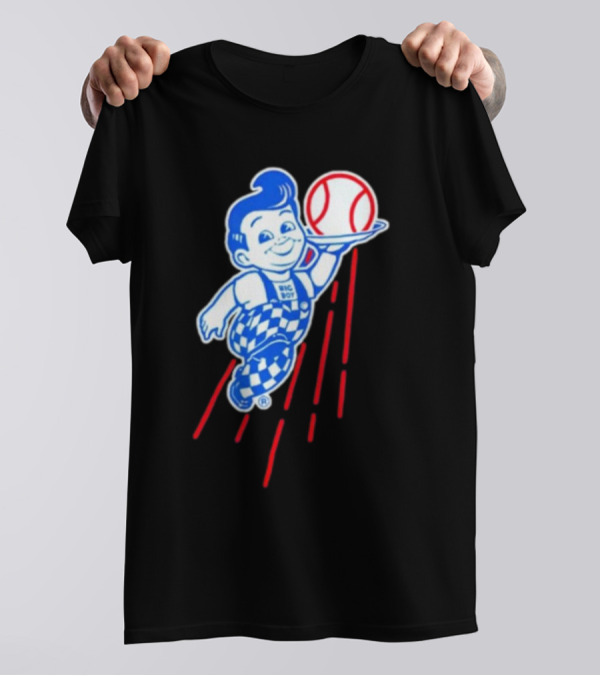 Big Boy Baseball Los Angeles Dodgers Checker Overalls Red Stripes T-Shirt