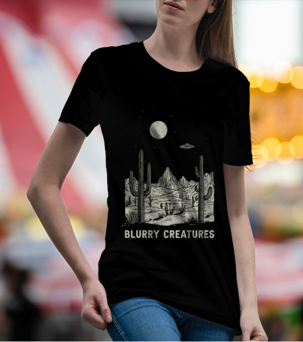 Blurry Creatures Desert Nights UFO Cactus Moon T-Shirt
