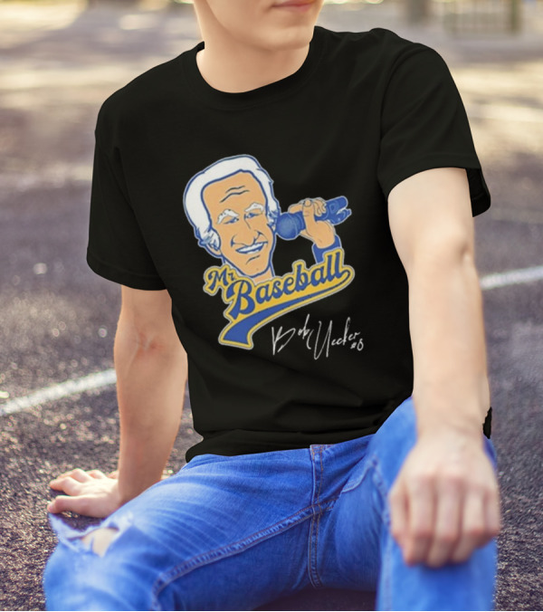 Mr Baseball Bob Uecker UECK Microphone Illustration T-Shirt