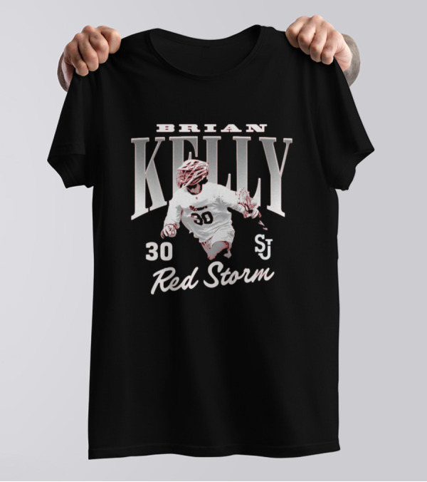 Brian Kelly Illustrated 30 St. John’s Red Storm Men’s Lacrosse NCAA Division I T-Shirt