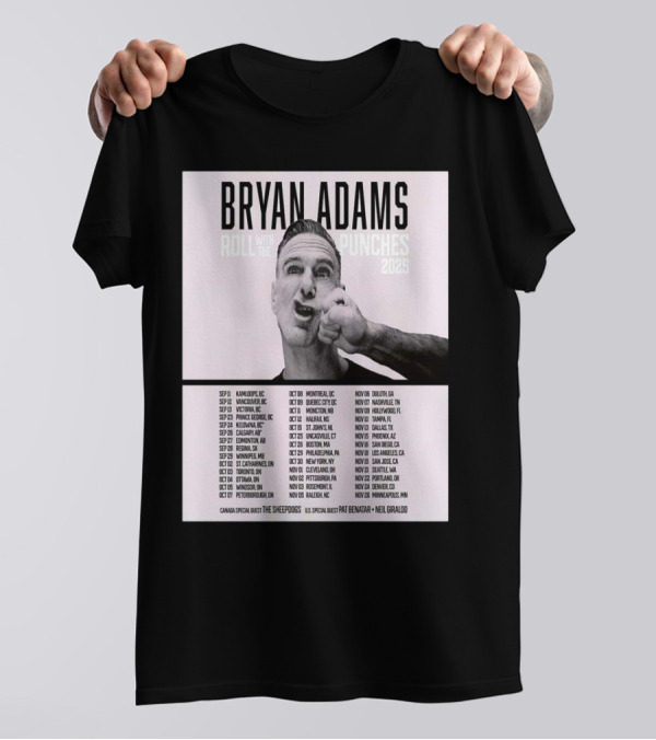 Bryan Adams Roll With The Punches 2025 North America Tour T-Shirt