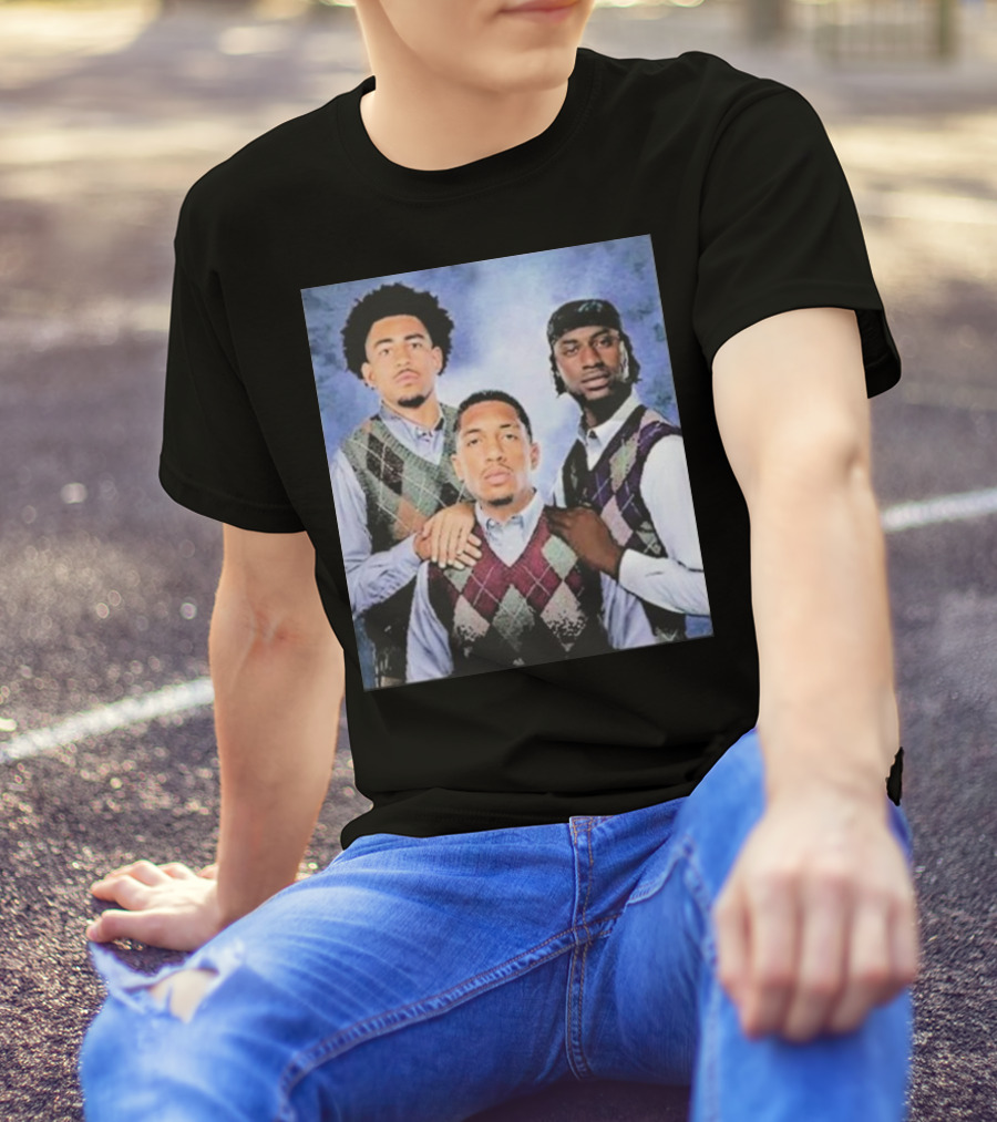 Bryce Young Chuba Hubbard Xavier Legette Vintage Argyle Sweater Step Brothers Look T-Shirt