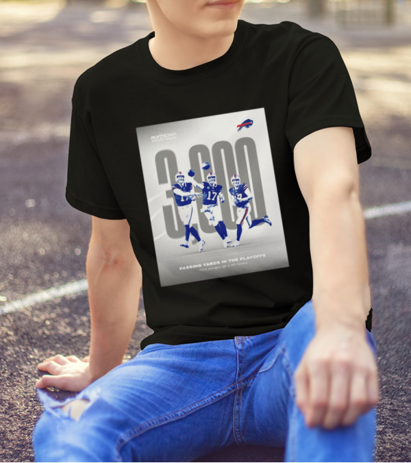 Buffalo Bills 3000 Passing Yards In The Playoffs Third-Youngest QB In NFL History T-Shirt
