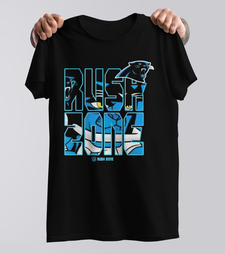 Carolina Panthers NFL Rush Zone Cartoon Football Logo T-Shirt