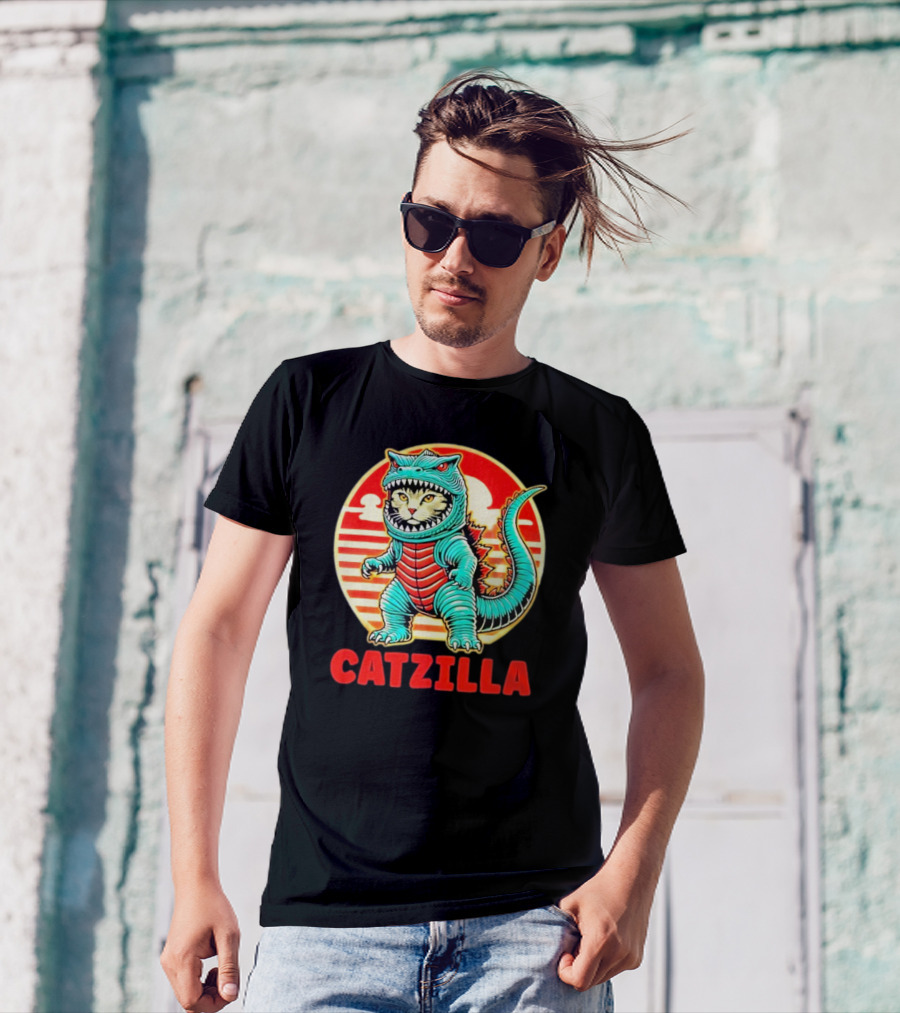 Cat Catzilla Cat Mom Cat Dad T-Shirt
