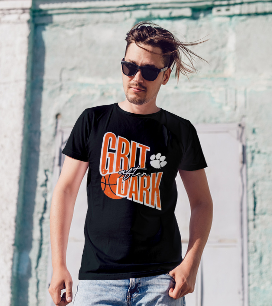Clemson Tigers Grit After Dark Basketball With Paw Icon T-Shirt