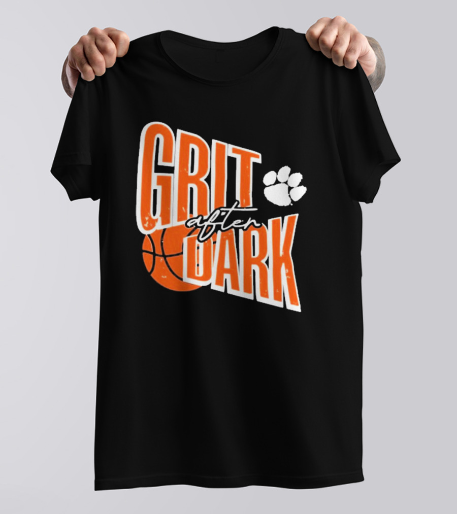 Clemson Tigers Grit After Dark Basketball With Paw Icon T-Shirt