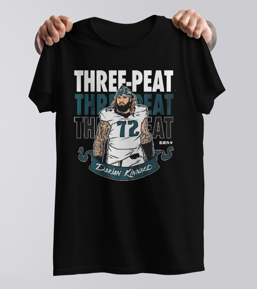 Darian Kinnard Three-Peat Philadelphia Eagles NFL Football T-Shirt