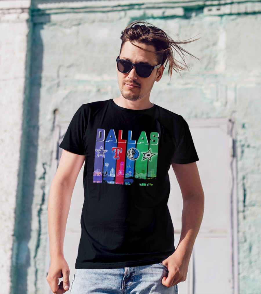 Dallas Retro Skyline Sports Teams Logo T-Shirt