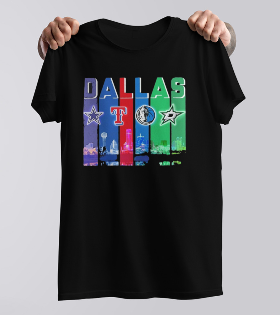 Dallas Retro Skyline Sports Teams Logo T-Shirt