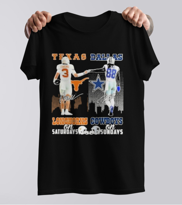 Ewers And Lamb Longhorns On Saturdays Cowboys On Sundays T-Shirt