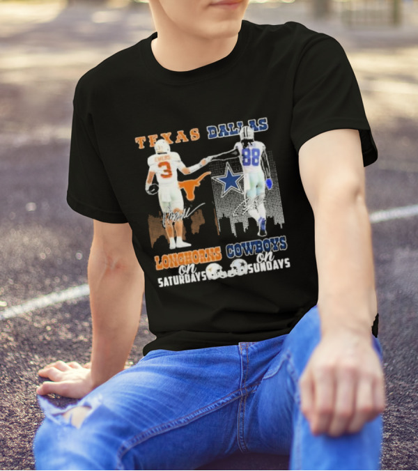 Ewers And Lamb Longhorns On Saturdays Cowboys On Sundays T-Shirt
