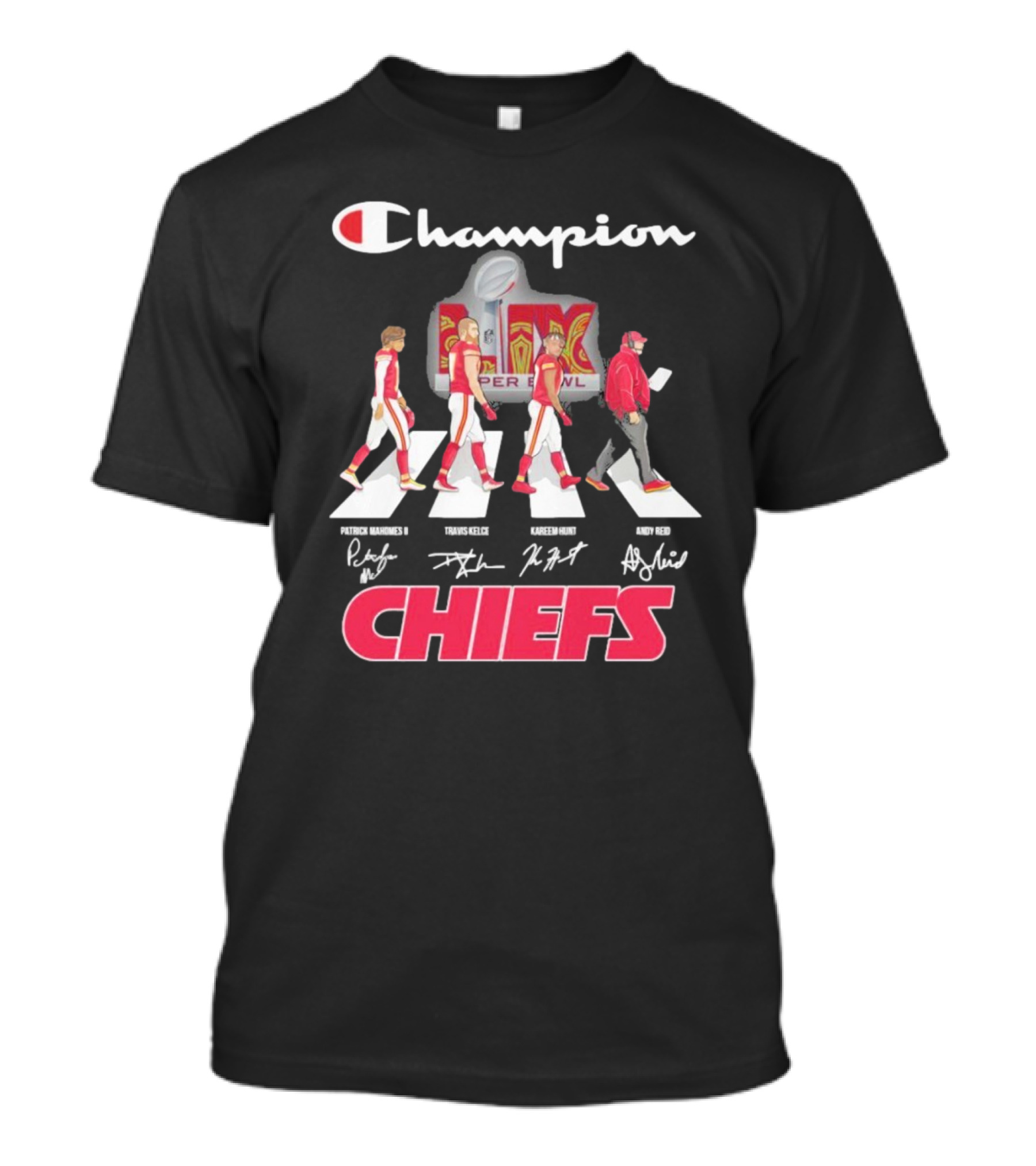 Funny Champion Kansas City Chiefs Abbey Road Super Bowl LIX T-Shirt