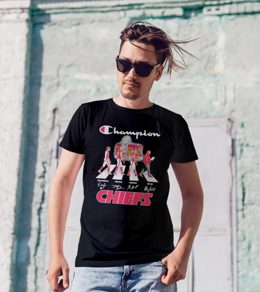 Funny Champion Kansas City Chiefs Abbey Road Super Bowl LIX T-Shirt