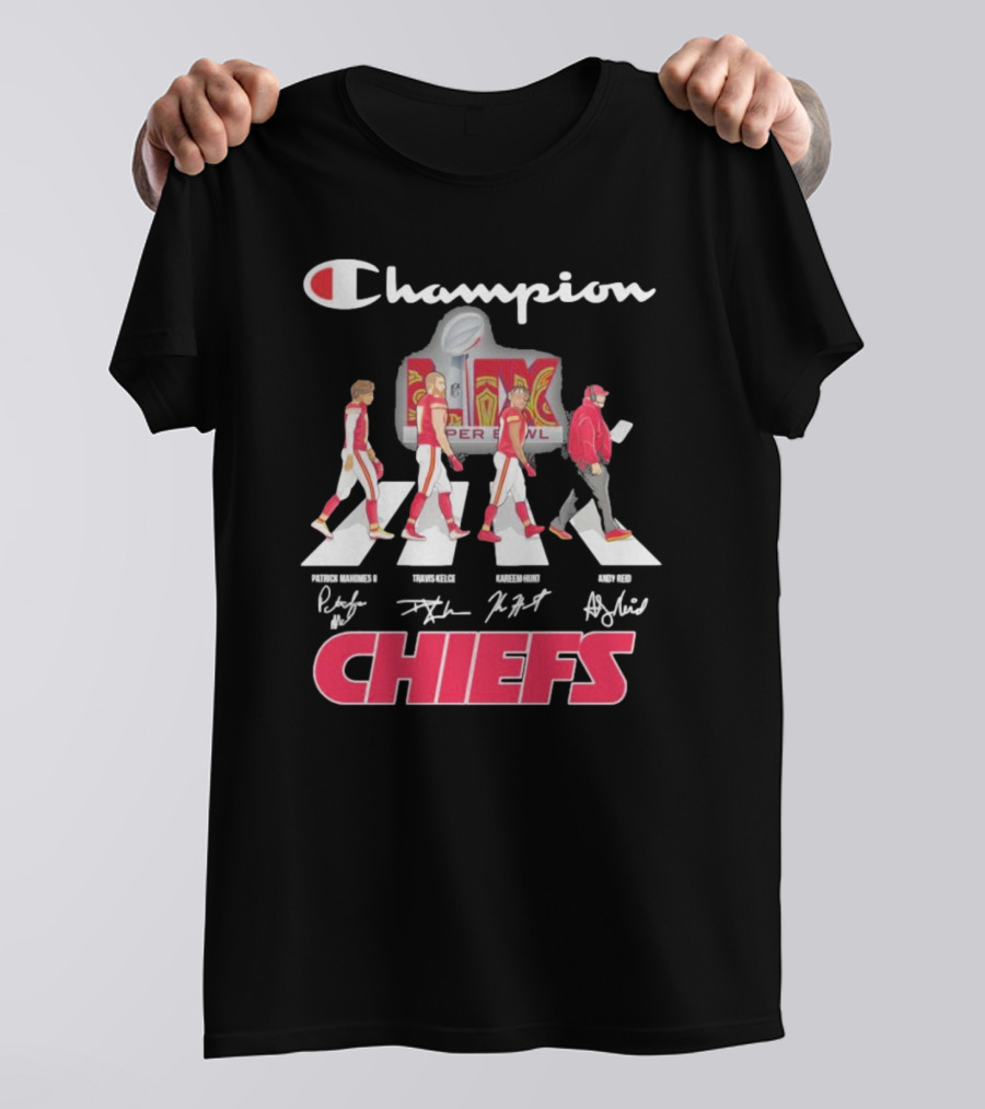 Funny Champion Kansas City Chiefs Abbey Road Super Bowl LIX T-Shirt