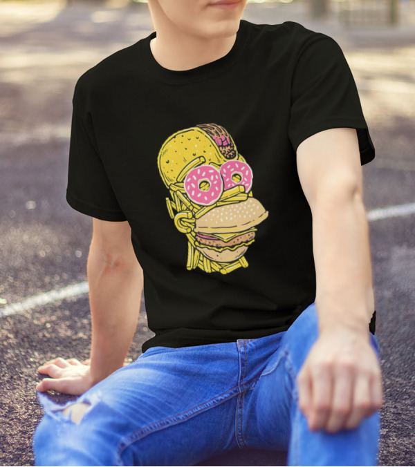 Homer Simpson And Junk Food Snack Head T-Shirt