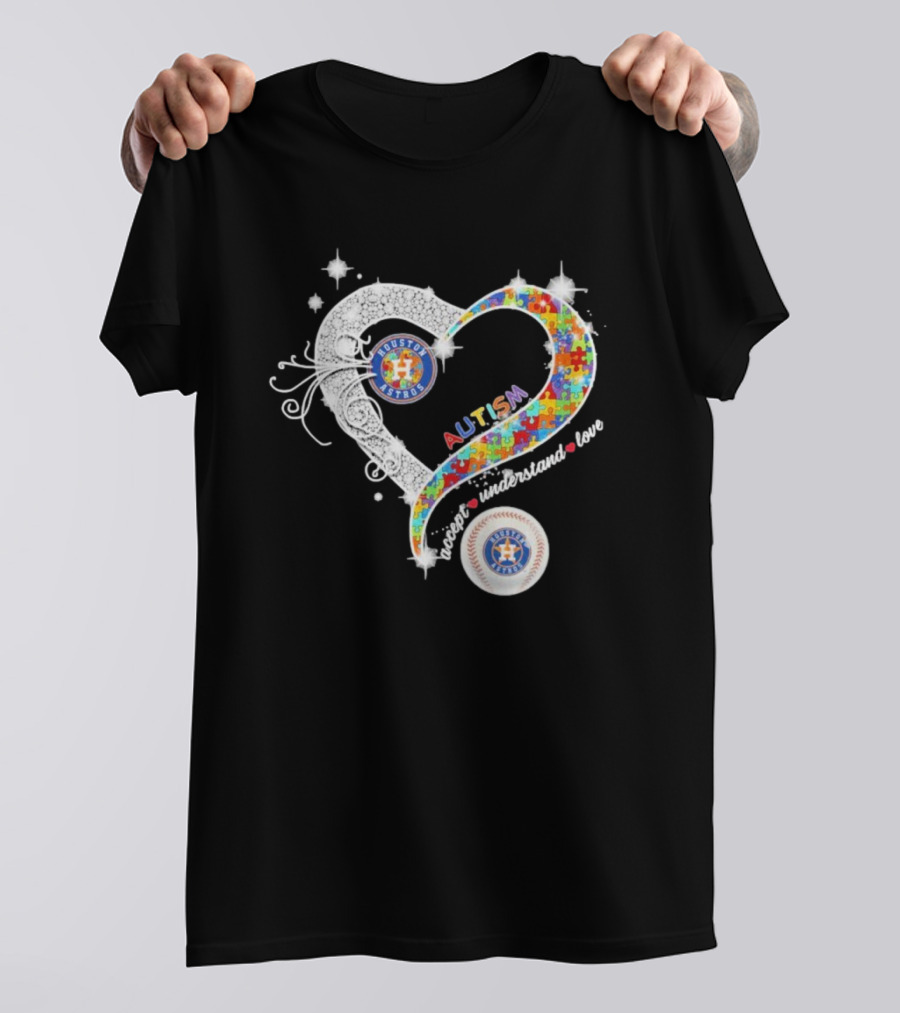 Houston Astros Autism Heart Accept Understand Love T-Shirt