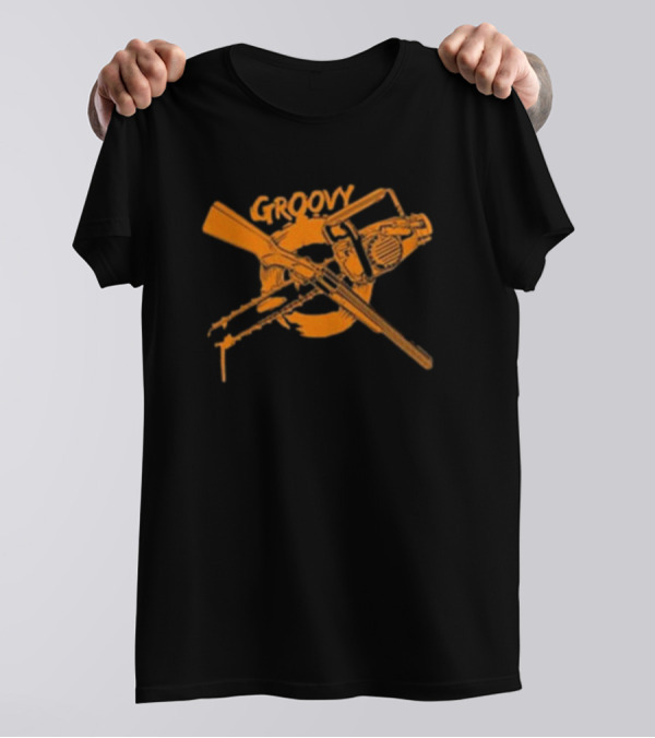 Groovy Chainsaw And Boomstick Shotgun T-Shirt