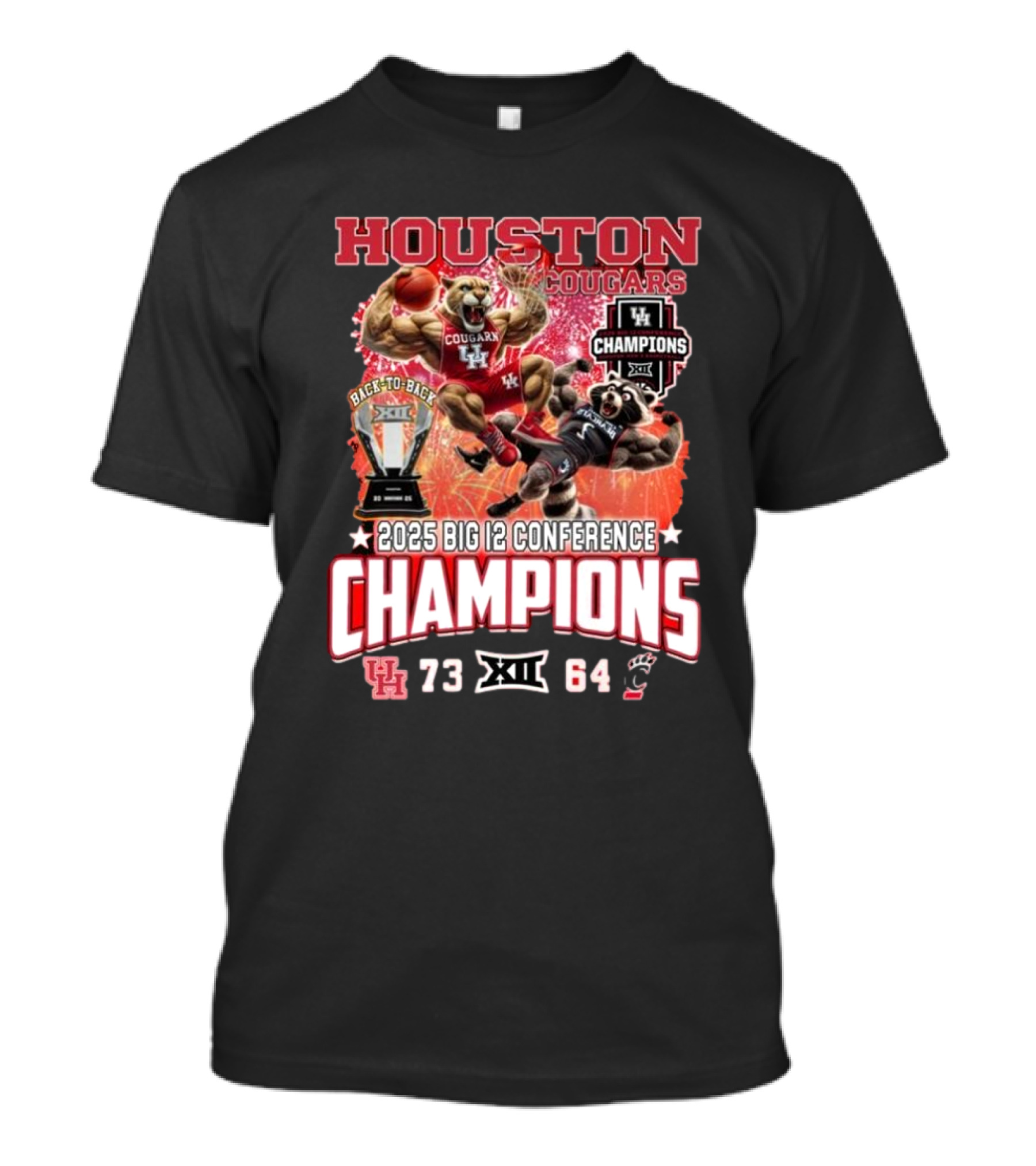 Houston Cougars 2025 Big 12 Conference Champions Mascot T-Shirt