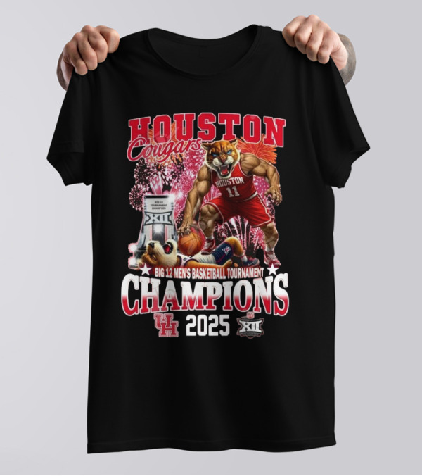 Houston Cougars Big 12 Men’s Basketball Tournament Champions 2025 Mascot T-Shirt