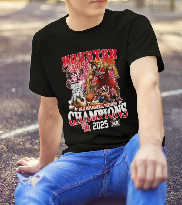 Houston Cougars Big 12 Men’s Basketball Tournament Champions 2025 Mascot T-Shirt