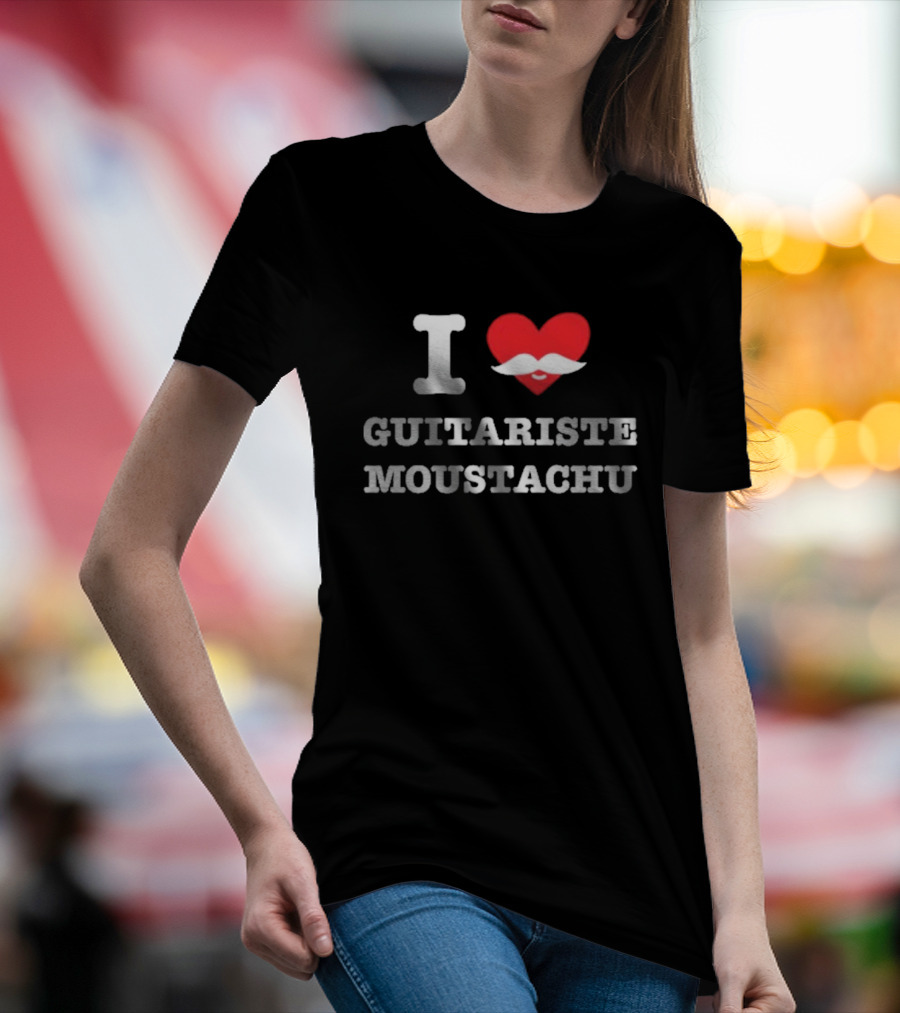 I Heart Guitariste Moustachu T-Shirt
