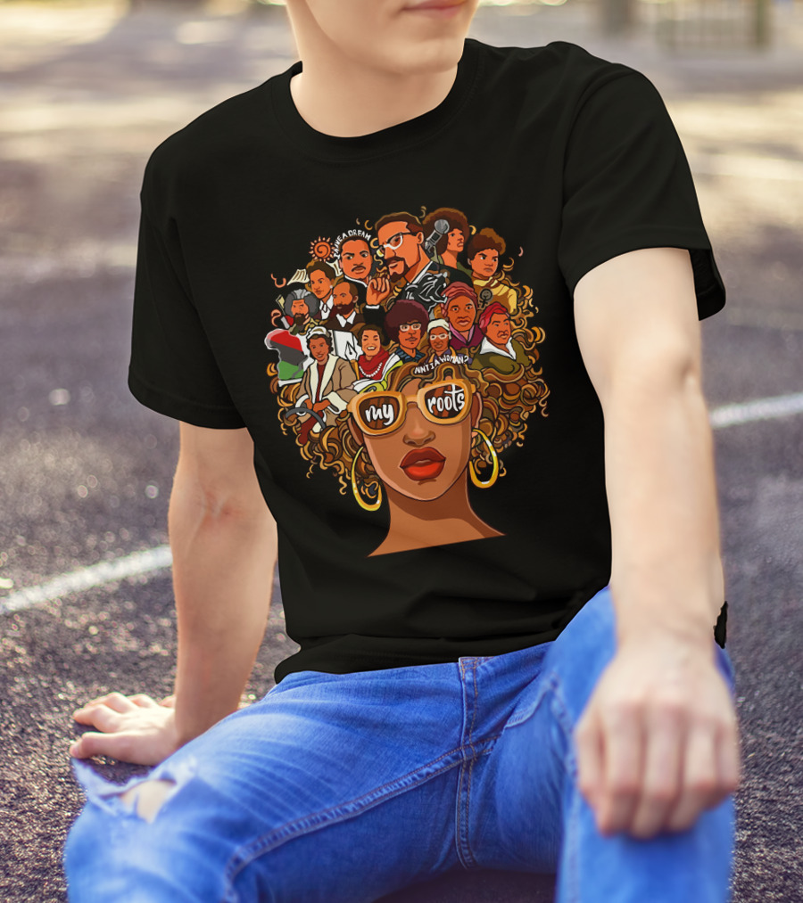My Roots Icons With Cultural Heritage Faces And Bold Hair T-Shirt