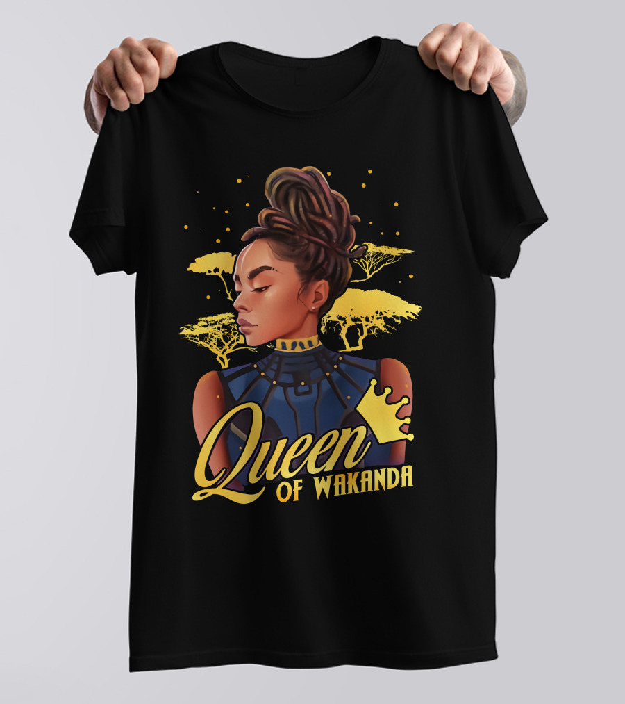 Queen Of Wakanda Royalty And Elegance With African Serengeti Backdrop T-Shirt