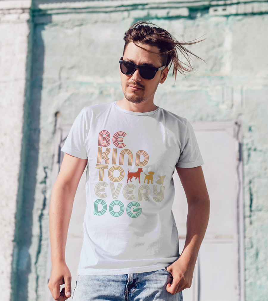 Be Kind To Every Dog In Retro Style With Colorful Canine T-Shirt