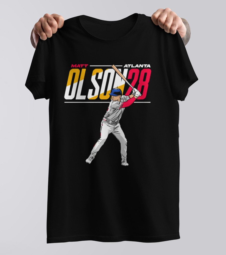MATT OLSON ATLANTA OLSON 28 CARTOON VINTAGE BASEBALL BATTER T-Shirt