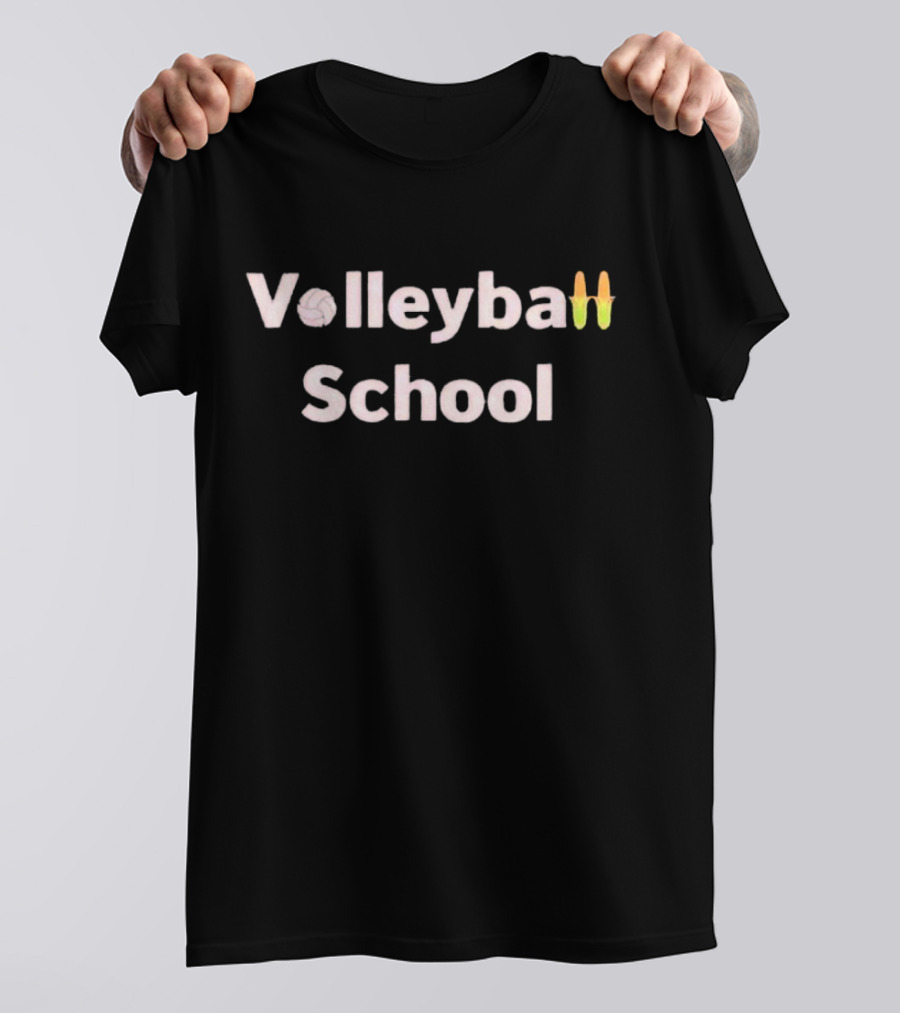 Volleyball School Corn Emoji Volleyball Text T-Shirt