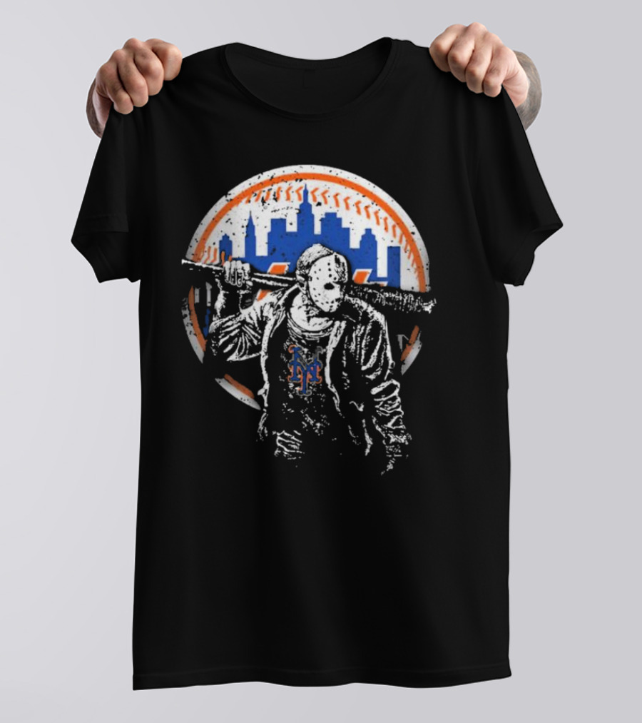 New York Mets Halloween Jason Voorhees Baseball Crossover T-Shirt