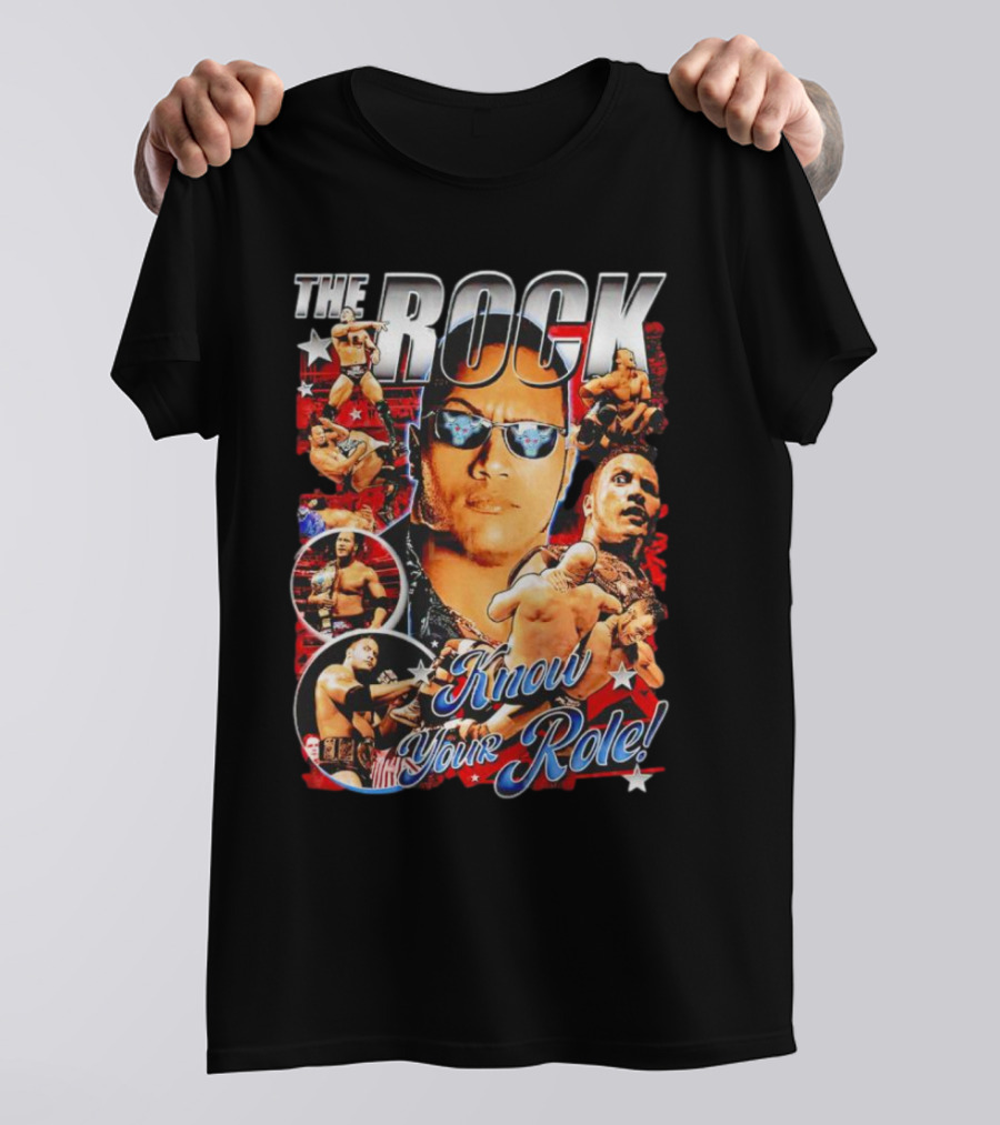 The Rock Know Your Role WWF WCW AEW ECW Pro Wrestling T-Shirt