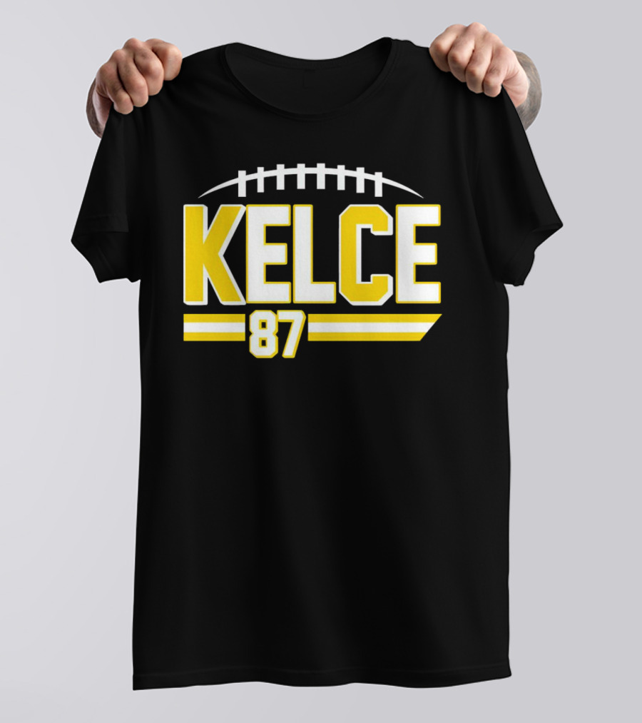 Kelce 87 Chiefs Football Team Icon Yellow Graphics T-Shirt