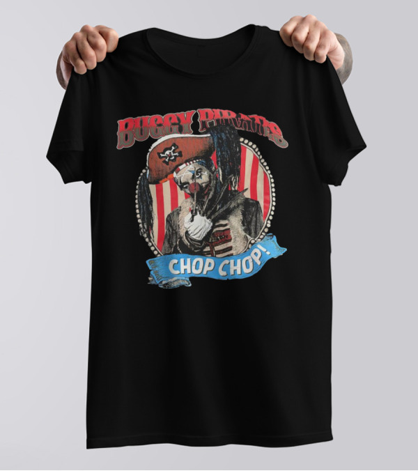 Buggy Pirates Chop Chop Stripe Pattern Clown With Red Hat T-Shirt