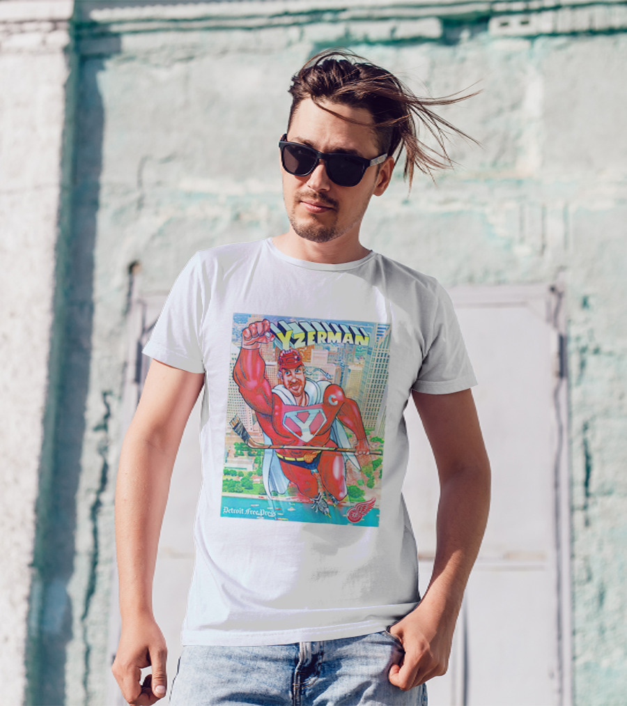 Yzerman Superman Detroit Free Press Red Wings T-Shirt