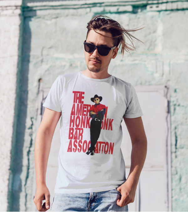Garth Brooks The American Honky Tonk Bar Association Tour Bold Red Text Cowboy Image T-Shirt