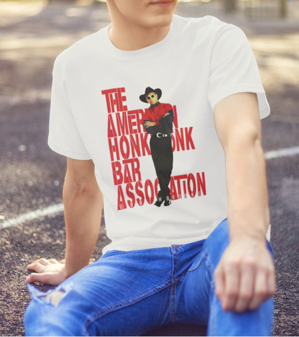 Garth Brooks The American Honky Tonk Bar Association Tour Bold Red Text Cowboy Image T-Shirt