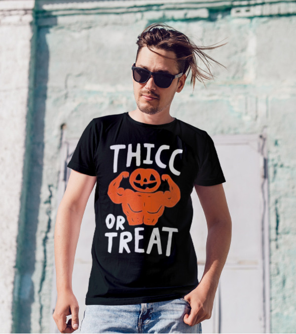 Bri Missbrisolo Thicc Or Treat Halloween Pumpkin Jack-O'-Lantern Bodybuilder T-Shirt