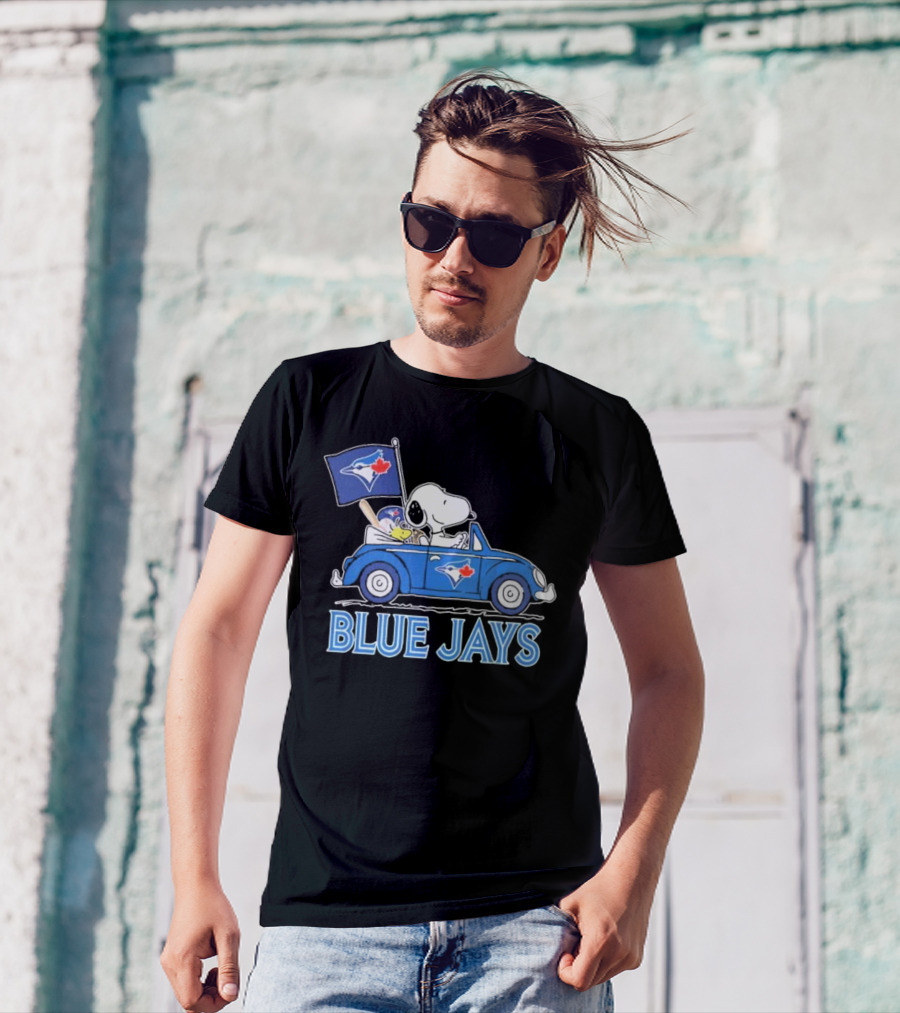 Snoopy Woodstock Toronto Blue Jays Car Blue Jays Flag T-Shirt