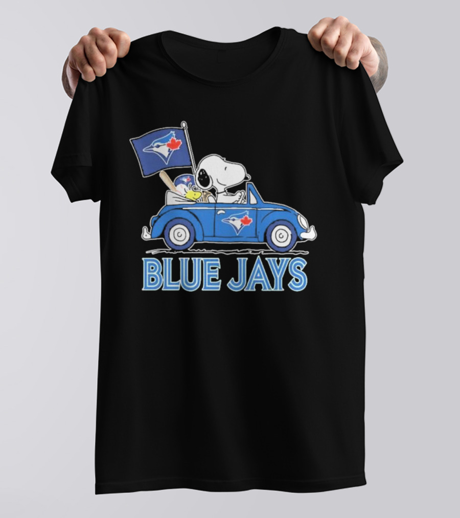 Snoopy Woodstock Toronto Blue Jays Car Blue Jays Flag T-Shirt