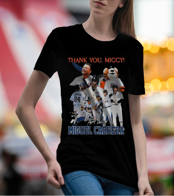 Thank You Miggy Miguel Cabrera Detroit Tigers Legend Signature T-Shirt