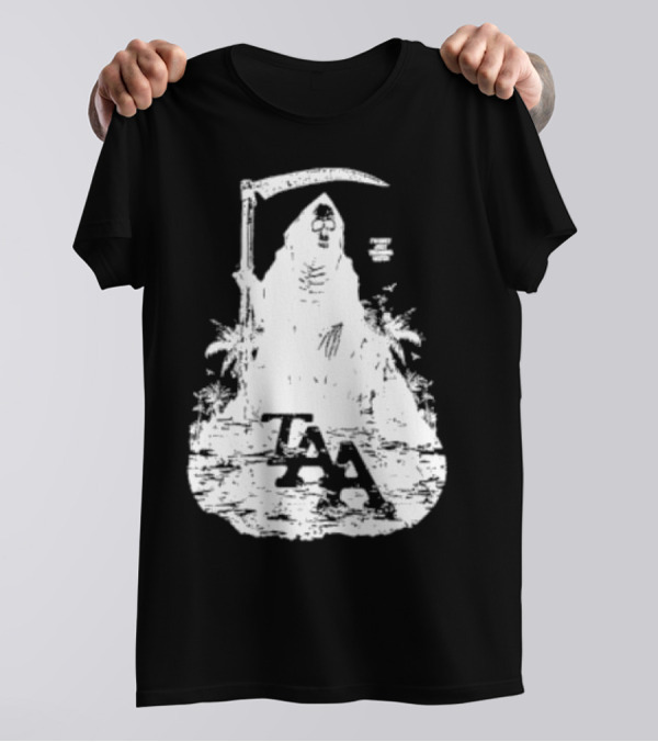 Treading Water TAA Grim Reaper With Scythe And Palm Trees T-Shirt