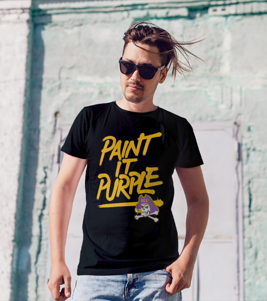 Paint It Purple Carolina ECU Pirates Skull T-Shirt