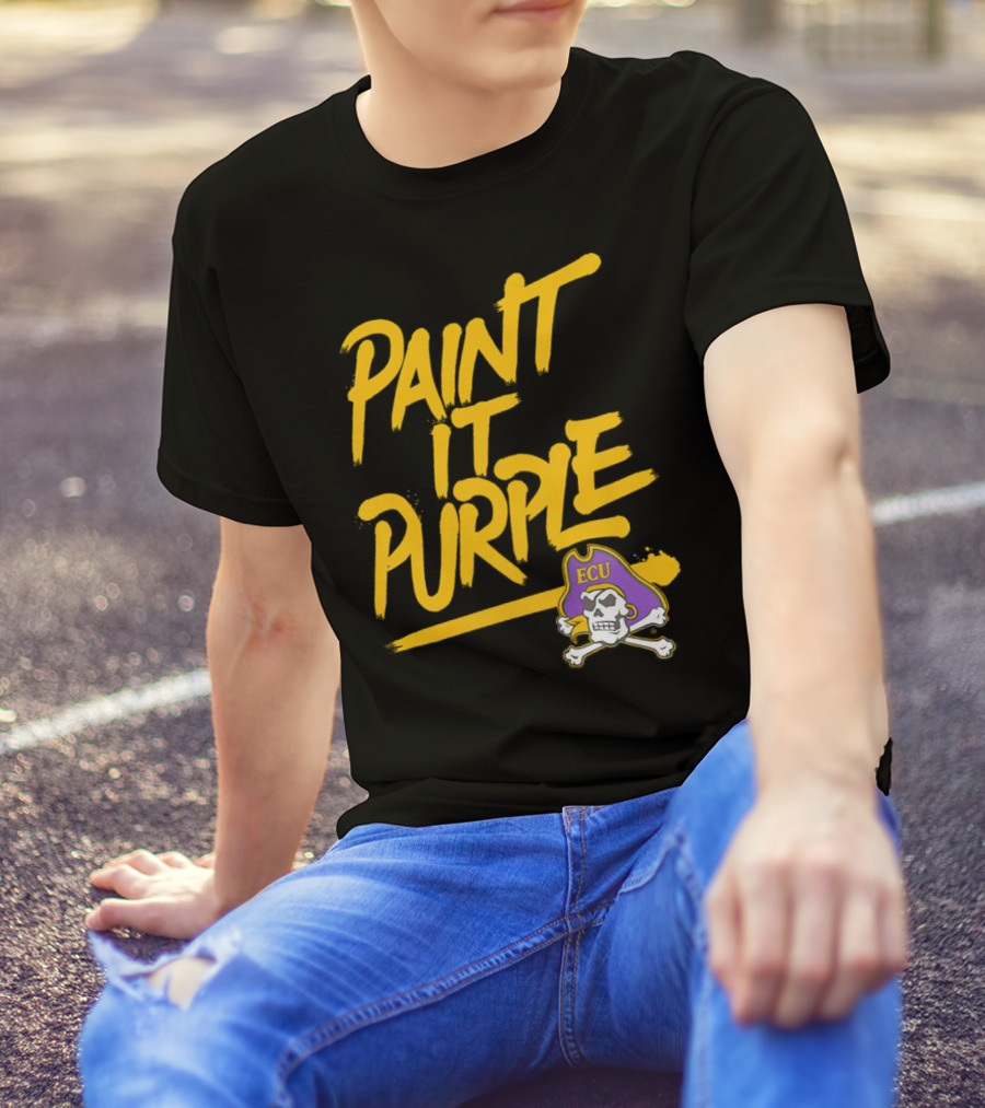 Paint It Purple Carolina ECU Pirates Skull T-Shirt