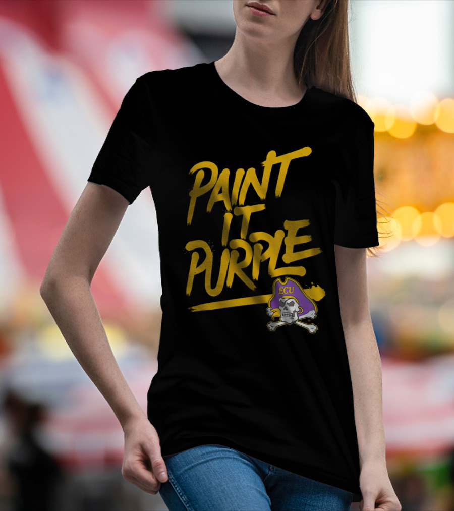 Paint It Purple Carolina ECU Pirates Skull T-Shirt