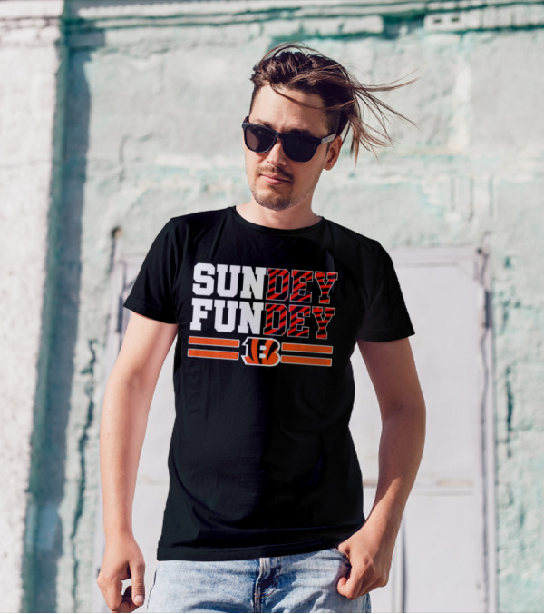 Cincinnati Bengals Sundey Funday B Logo Orange Stripes T-Shirt